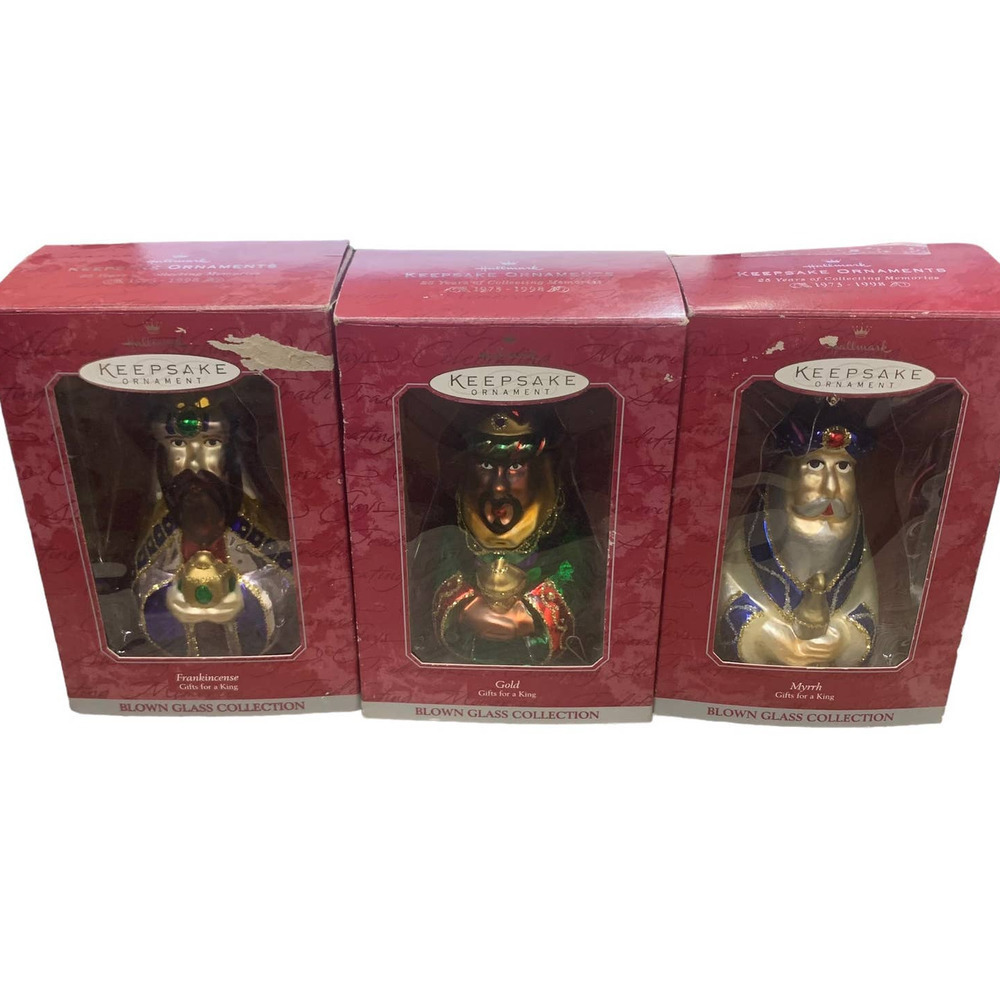 Hallmark Keepsake Blown Glass Collection Three Wise Men Set